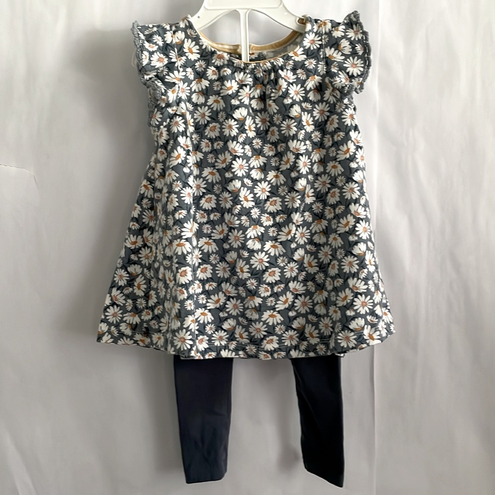 Isaac Mizrahi 2-Piece Pants Set Floral Top w/ Gray Leggings size 18 Months